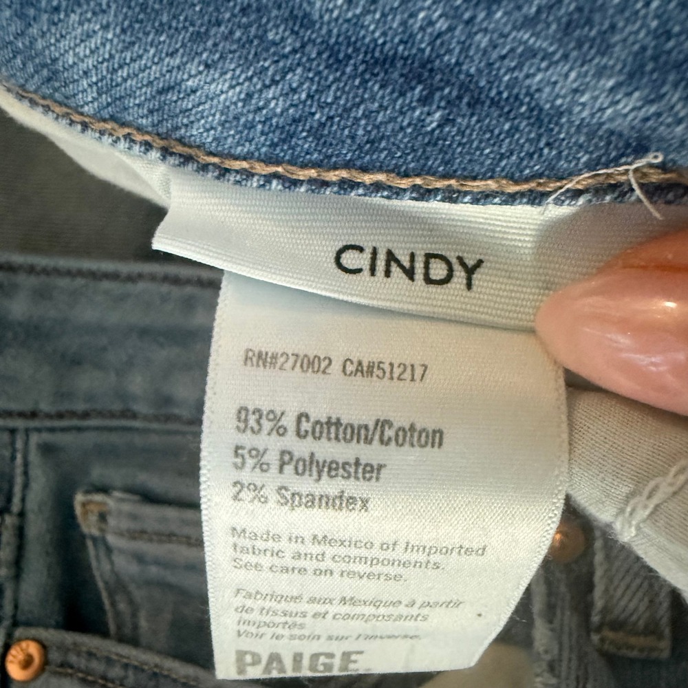 PAIGE Cindy Straight Leg Jeans 32 Light Wash Blue Stretch Denim High Rise 90s - Picture 5 of 5